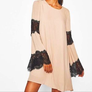 Legend Nude&Black Eyelash Lace Trapeze Dress Med.